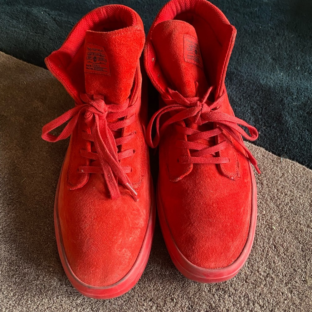 Radio red suede high top shoes size 11